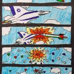 This drawing was done by a ten-year old boy in Sderot and reported in 972. 